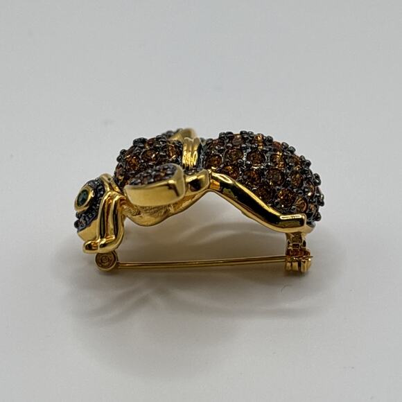 Joan Rivers Bee Pin Brooch Honeycomb Yellow Pave Crystal Gold Tone HTF RARE - Picture 3 of 9